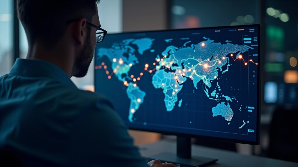 Global financial network visualization showing capital flows between major economic centers and emerging markets including Malaysia
