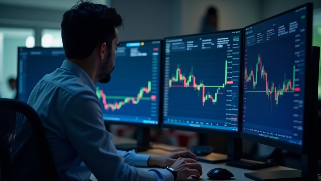 Financial charts and currency data on a modern trading terminal display